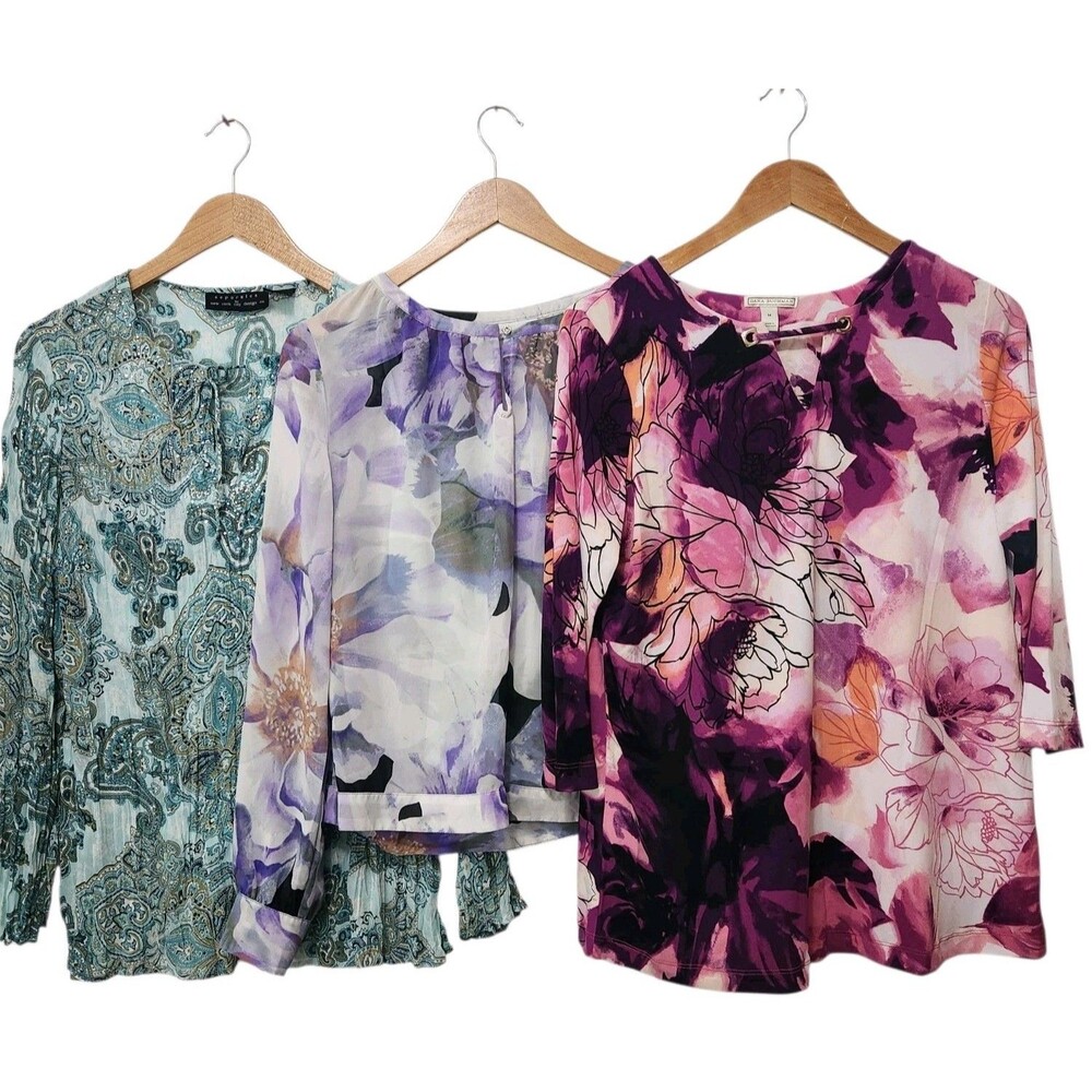 3 Pc Lot Womens Tops Blouses MEDIUM Pullover Boho Festival Whimsy Spring Summer
